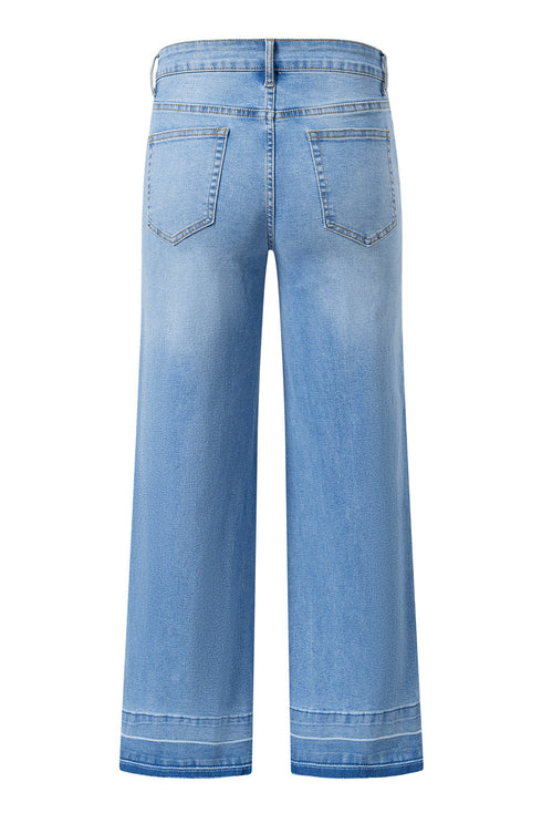 Raw Hem High Waist Straight Leg Loose Jeans